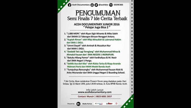 Pengumuman 7 Ide Cerita Terbaik ADJ 2016